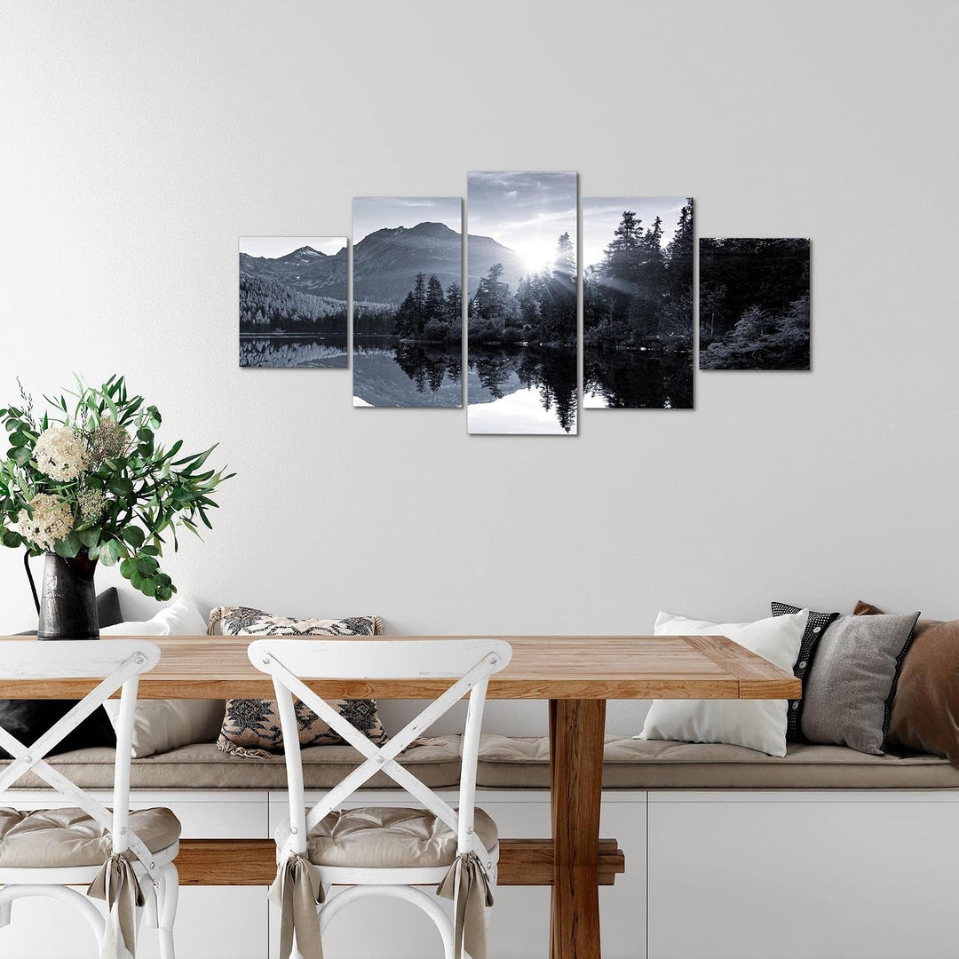 Runa Art Wandbilder Natur Sonnenaufgang 5 Teilig Bild auf Vlies Leinwand Deko Schlafzimmer Wohnzimme