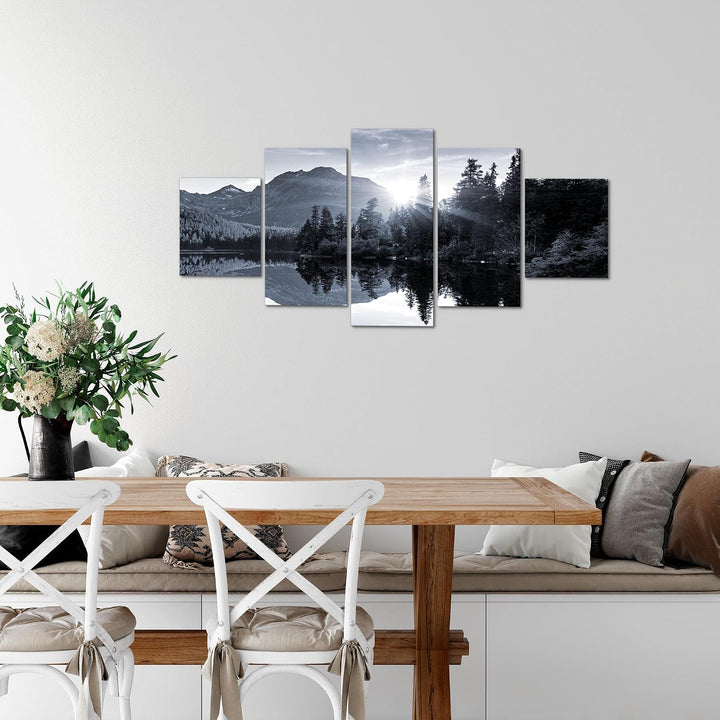 Runa Art Wandbilder Natur Sonnenaufgang 5 Teilig Bild auf Vlies Leinwand Deko Schlafzimmer Wohnzimme