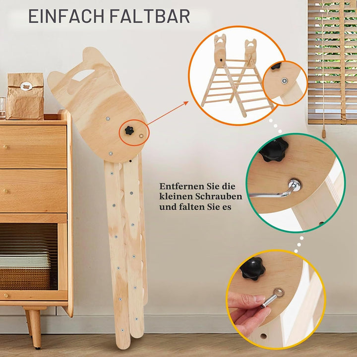 Ark miido Klettergerüst Indoor klettersteine 3-in-1 Montessori kletterdreieck mit Rutsche Faltbares