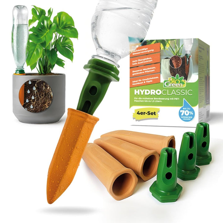 Bio Green Pflanzen Bewässerung Hydro Classic Tonkegel, terracotta/grün - für PET Flaschen Classic 4