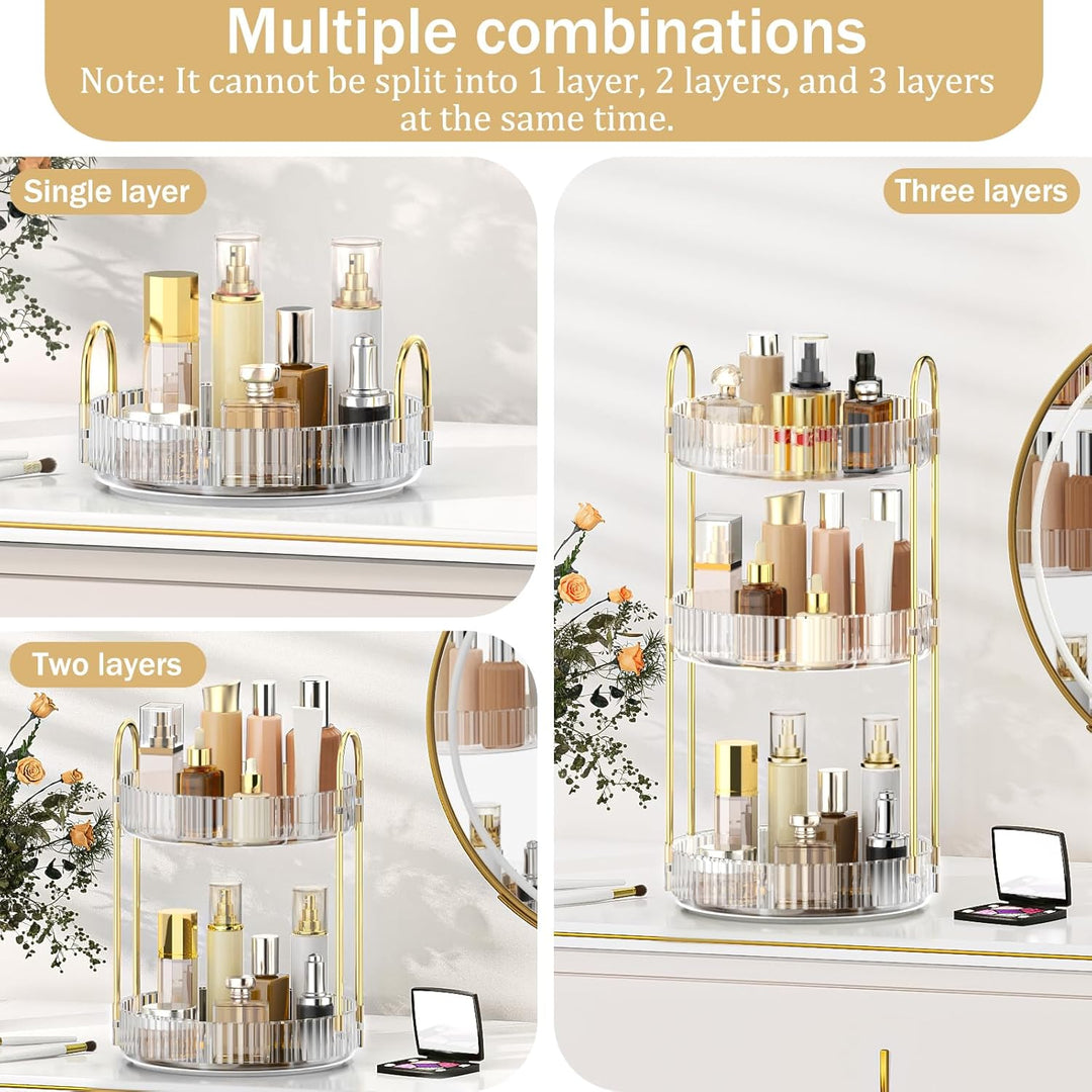 MOKANI Make Up Kosmetik Organizer, 360° Dreh Schmink Organizer, 3 Ebenen, Multifunctional Makeup Ski