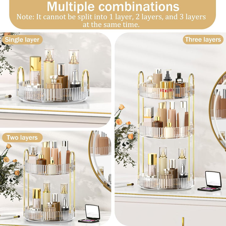 MOKANI Make Up Kosmetik Organizer, 360° Dreh Schmink Organizer, 3 Ebenen, Multifunctional Makeup Ski