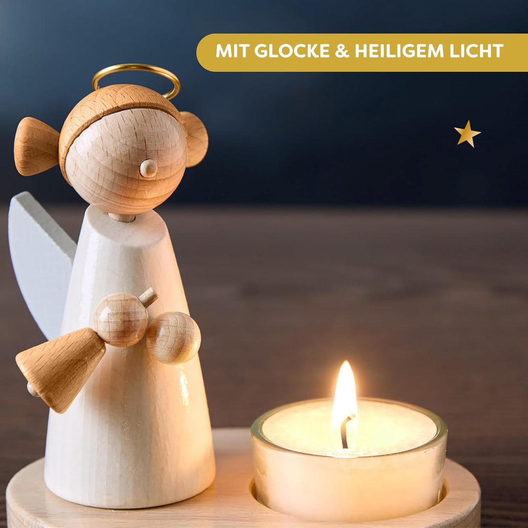 HABA Engel mit Teelicht – Weihnachtliche Holz-Dekoration aus Buchenholz – Stilvoller Schutzengel für