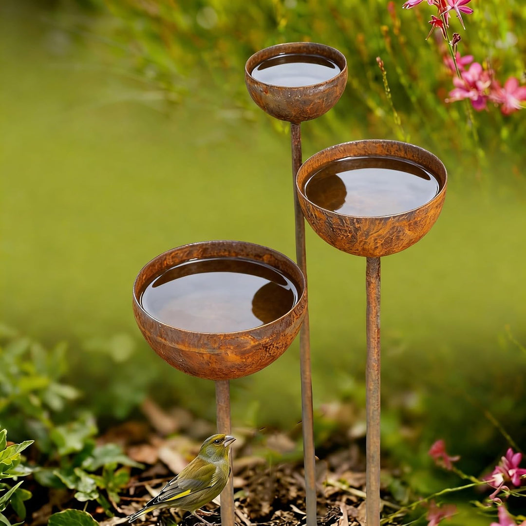 Regenfänger Gartenstecker Rost Gartenstecker Metall Gartendeko für Draussen Insektentränke Garten Na