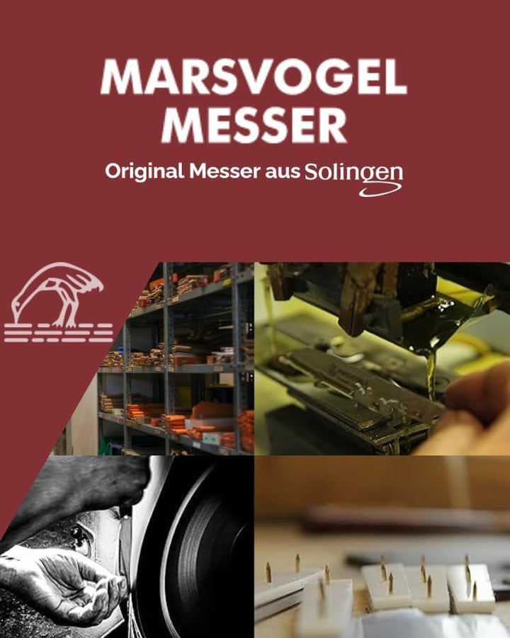 Marsvogel Brotmesser 2,0 mm Rückenstärke mit Welle Made in Solingen Bubinga Bubinga Braun