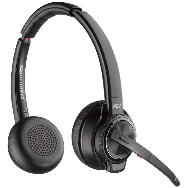 Poly Bluetooth DECT Headset Savi W8220 Binaurale Tragevariante (mit USB) in Schwarz Stereo USB-A, Bl