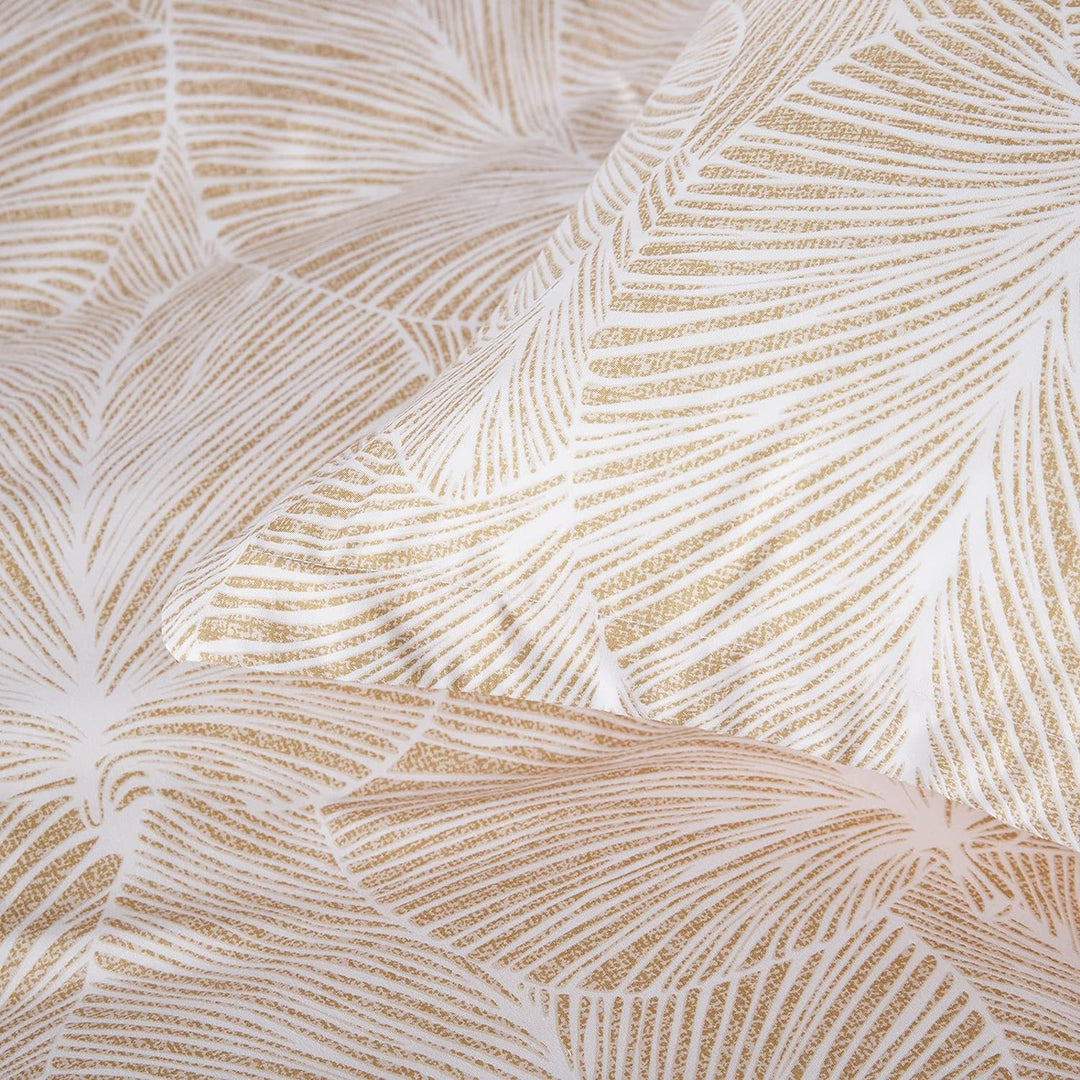 Jemiipee Blumen Bettwäsche-Set mit Tropische Palmblätter Muster, 1 x Bettbezug 200x200 cm mit 2 x Ki
