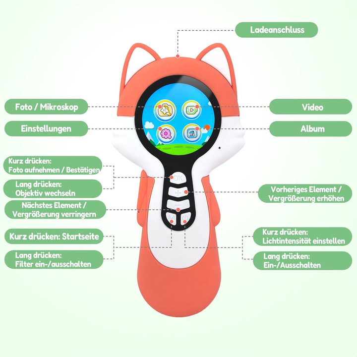 Charmline 2-in-1 Digitales Mikroskop für Kinder, EIN Kamera- und EIN Mikroskopobjektiv, Microscope f