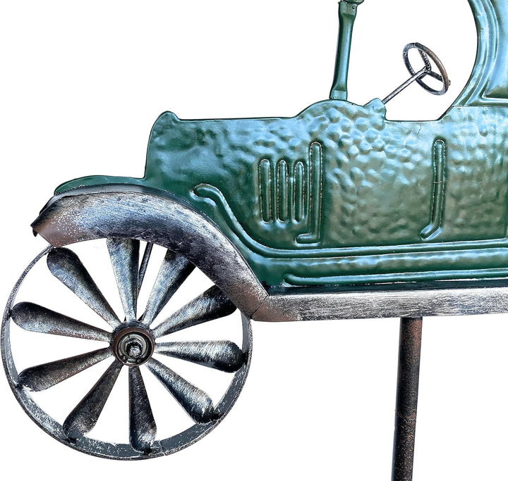 DanDiBo Gartenstecker Metall Oldtimer Auto XL 160 cm Grün 96102 Windspiel Windrad Wetterfest Gartend