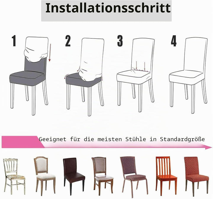 Stuhlhussen 4er Set Stuhlüberzug Elastizität Spandex Universal-Hussen für Stühle Moderne und Elegant