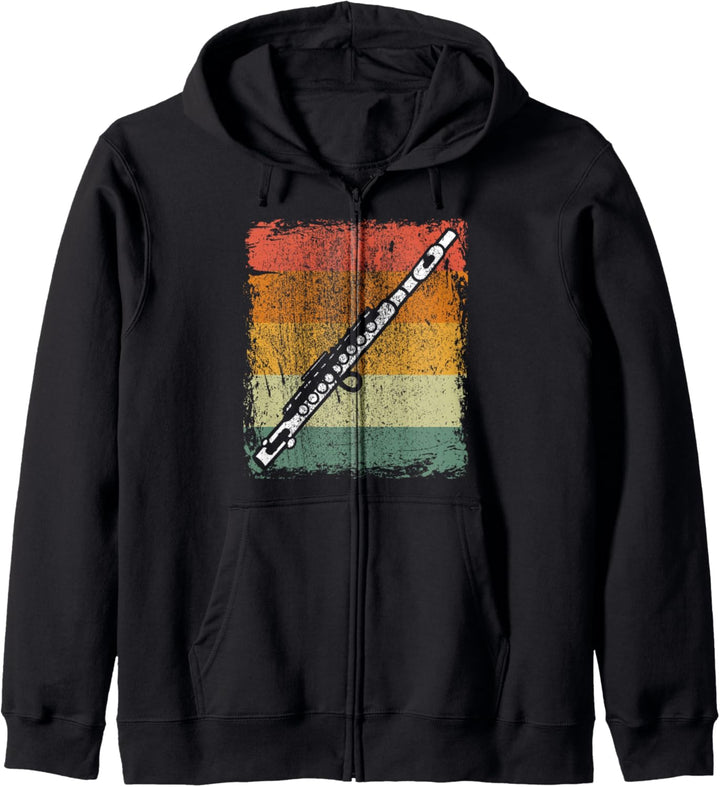 Retro Flötenspieler Geschenk Vintage Querflöte Kapuzenjacke