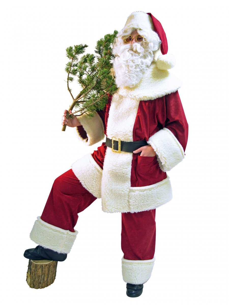 Festartikel-Müller Nikolaus Weihnachtsmann Kostüm Hochwertig Schäfchenplüsch Rustikal