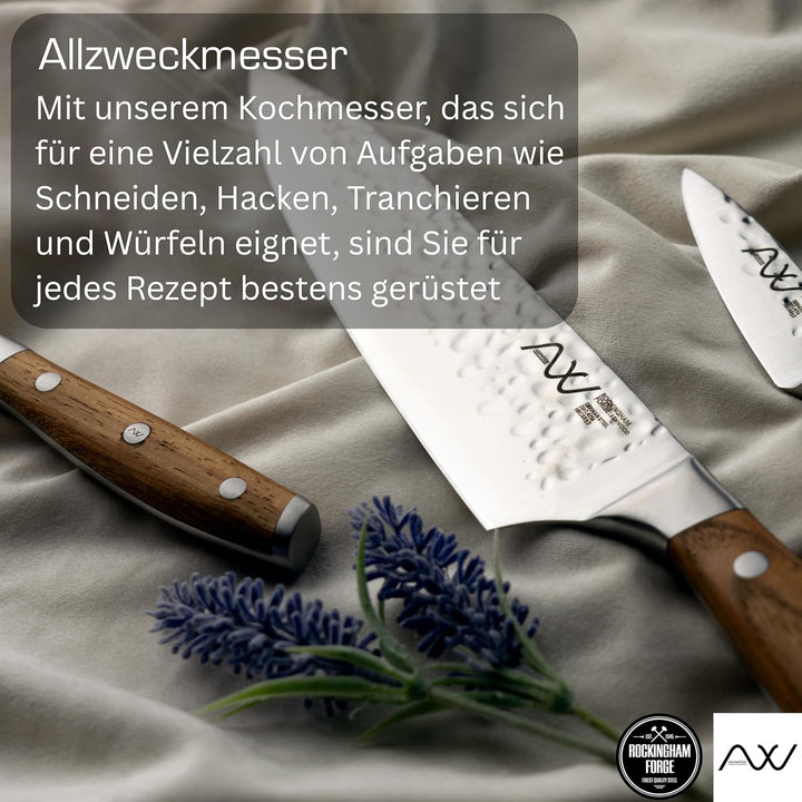 Rockingham Forge RF-7098 Ashwood Serie 20cm Kochmesser mit Klingen aus eisgehärtetem Vanadium Stahl,
