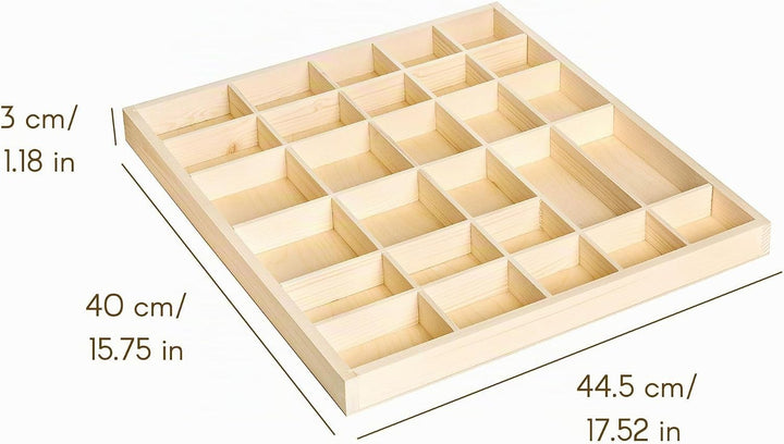 Creative Deco Setzkasten Holz Sammelbox Holztablett 28 Fächer | 44,5 x 40 x 3 cm | Bemalen Holz Sort