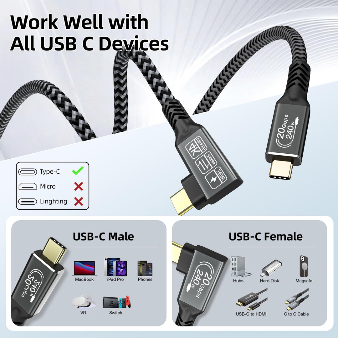 CAKOBLE USB C Kabel auf USB C 2M,USB 3.2 Gen2 Typ C ladekabel,20 Gbps Datenübertragung,240W 48V/5A S