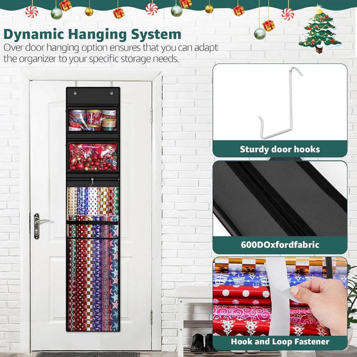 Geschenkpapier-Organizer, doppelseitig, zum Aufhängen, Geschenkpapierrollenhalter für Weihnachten, 1