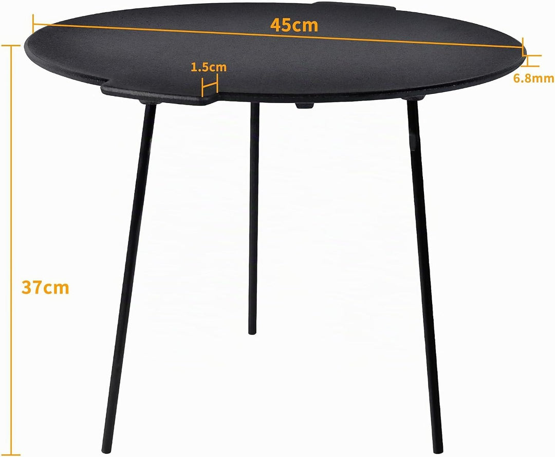 UISEBRT Gusseisen Grillpfanne Ø 45 cm, Runde Grillplatte mit 3 Beinen, Eingebrannt für perfektes Bra