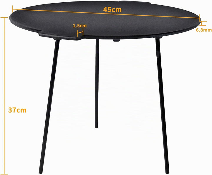 UISEBRT Gusseisen Grillpfanne Ø 45 cm, Runde Grillplatte mit 3 Beinen, Eingebrannt für perfektes Bra