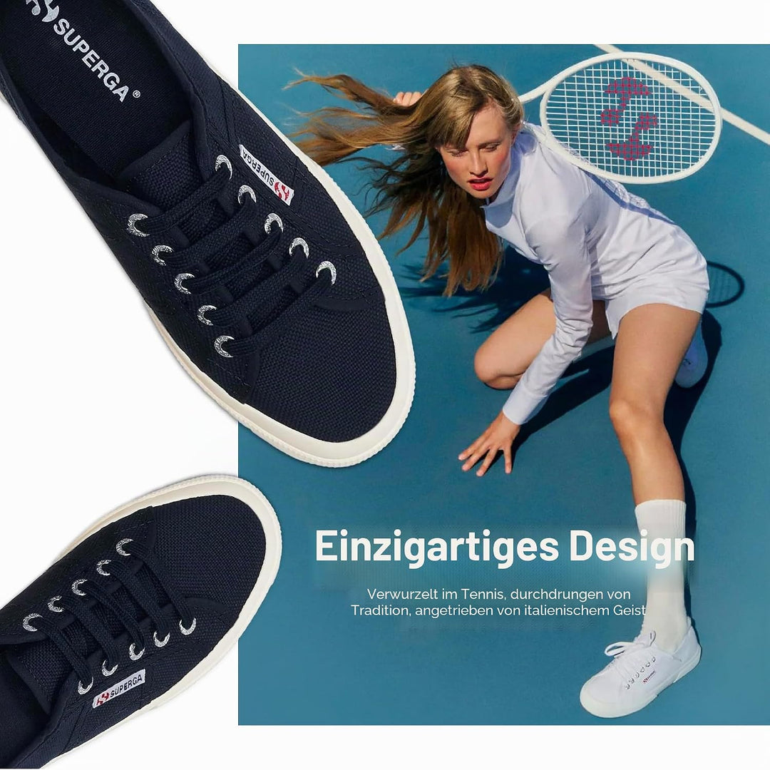 Superga 2750 Linu, Damen Schnürsneaker 39.5 EU Blau Navy White F43, 39.5 EU Blau Navy White F43
