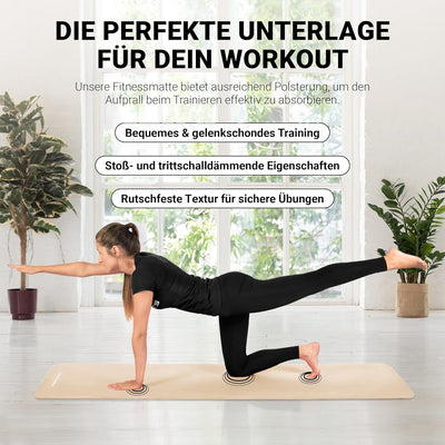 MSPORTS Gymnastikmatte | Yogamatte Premium rutschfest inkl. Tragegurt + Übungsposter + Workout App I