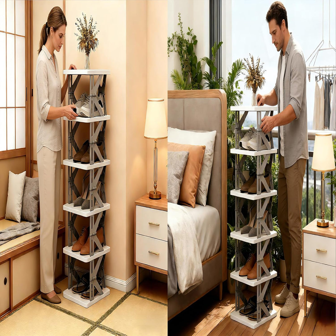 Klappbares Schuhregal mit Mehreren Ebenen, Tragbares Schuh Organizer für Eingang/Bad/Schlafzimmer, P