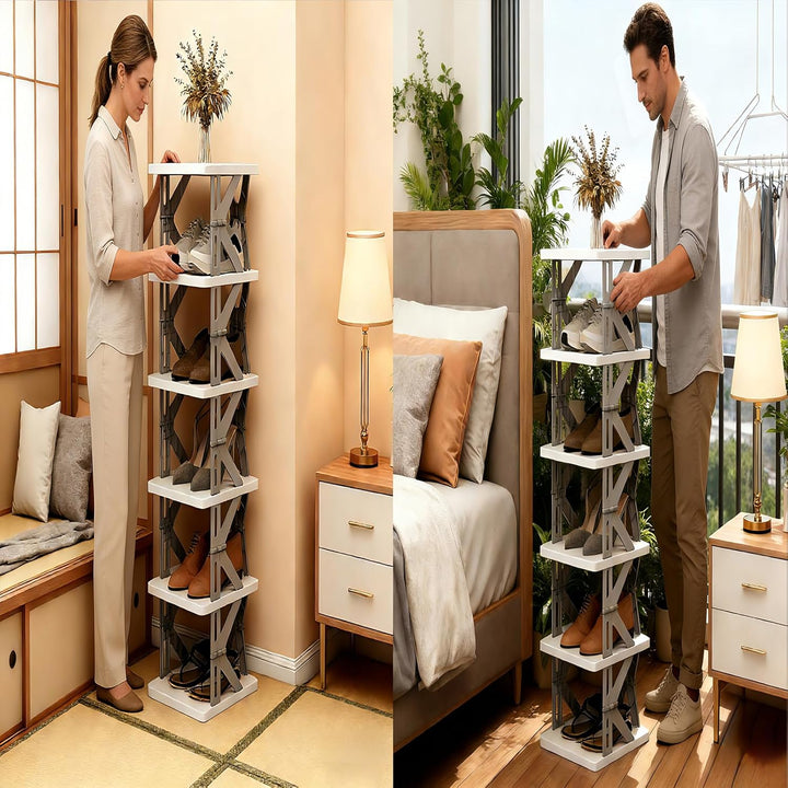 Klappbares Schuhregal mit Mehreren Ebenen, Tragbares Schuh Organizer für Eingang/Bad/Schlafzimmer, P