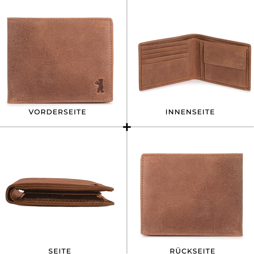 Berliner Bags Vintage Geldbörse, Portmonee aus Leder, Geldbeutel mit TÜV-geprüftem RFID-Schutz, für