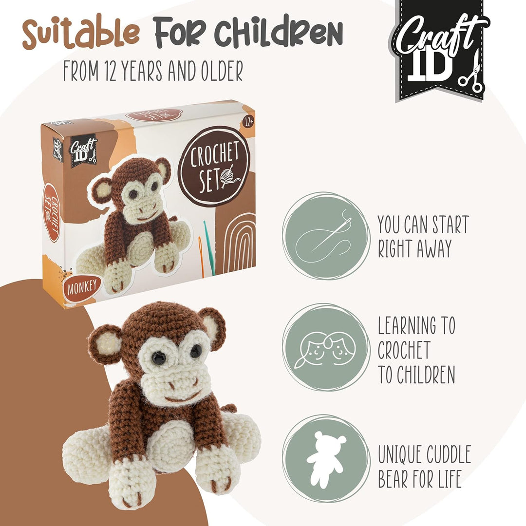 Affen-Häkelset | Amigurumi-Set | Häkelpaket | Häkelnadelset Kinder und Erwachsene | Häkelpakete Kusc