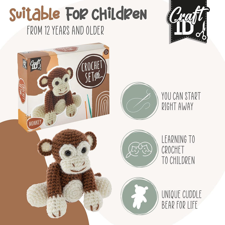 Affen-Häkelset | Amigurumi-Set | Häkelpaket | Häkelnadelset Kinder und Erwachsene | Häkelpakete Kusc