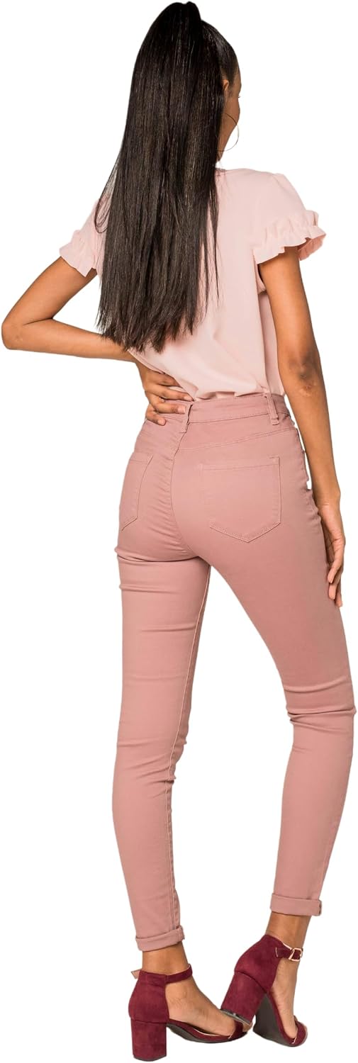 Nina Carter P056 Damen Jeanshosen Skinny Fit Jeans High Waist S Rosa (P109-16), S Rosa (P109-16)