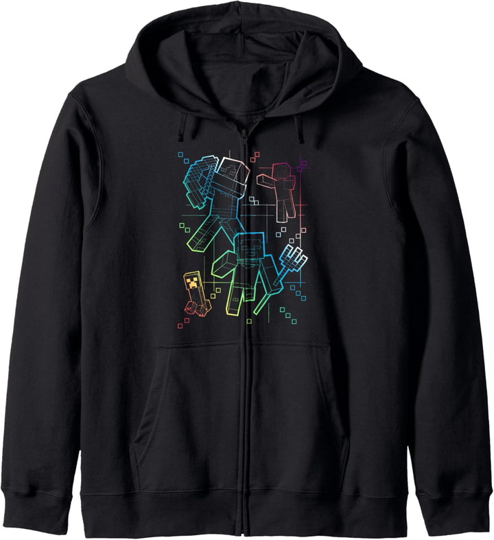 Minecraft Group Shot Rainbow Collage Kapuzenjacke