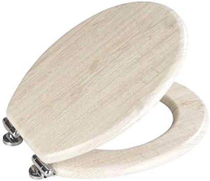 WENKO WC-Sitz Eiche Grau, Toilettensitz mit Absenkautomatik in Holz-Optik, WC-Deckel für sanftes Dec
