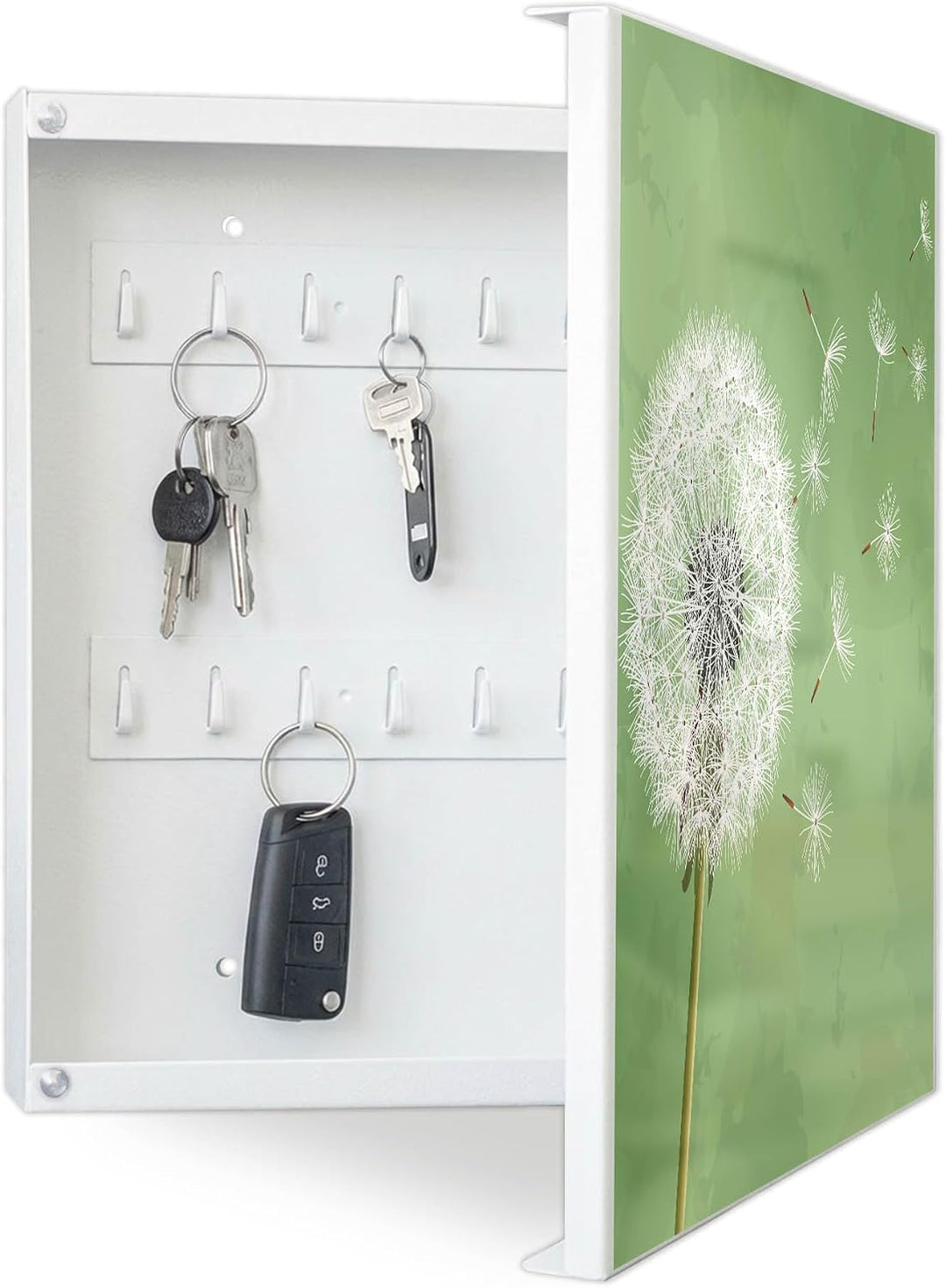 banjado Grosser Schlüsselkasten Metall - Schlüsselbox 30x30cm beschreibbarer mit 32 Haken - Schlüsse