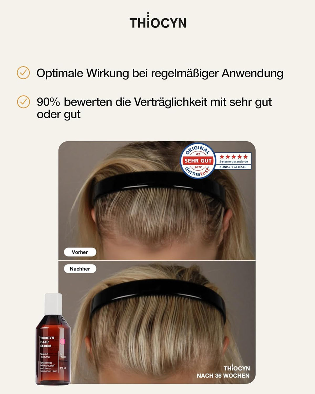 Thiocyn Haarserum gegen Haarausfall Frau 3 x 150 ml - Haarwachsstum beschleunigen mit Thiocyanat, Bi