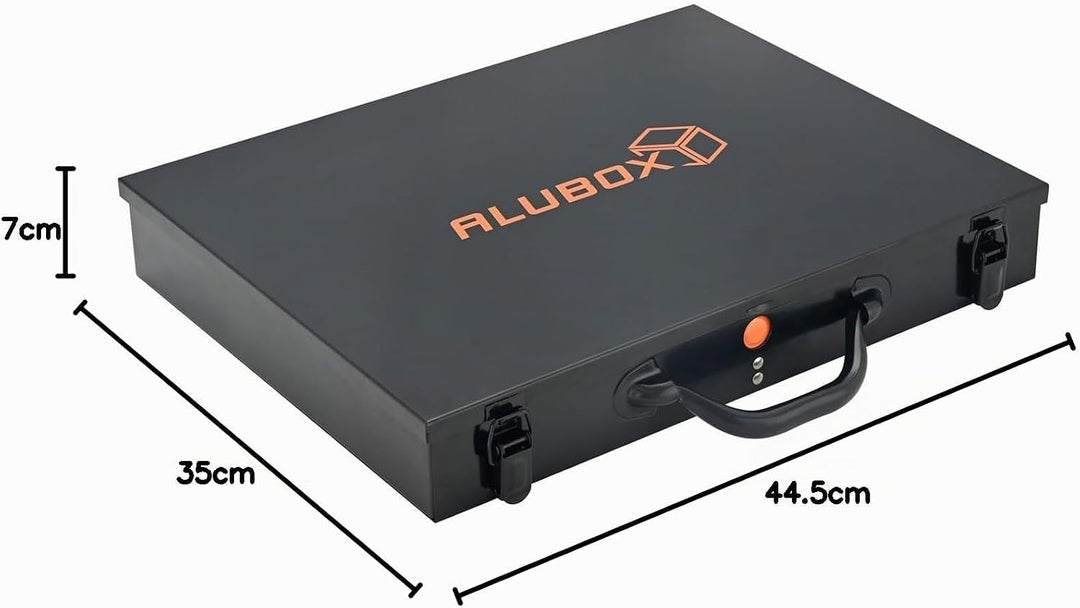 ALUBOX Sortimentsbox Kleinteilekoffer Stahlblech pulverbeschichtet mit 24 Einsatzkästen - 44,5 x 35