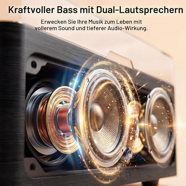 Gueray Tragbarer Bluetooth CD-Player mit Lautsprechern 3600mAh Wiederaufladbarer Vintage CD Spieler
