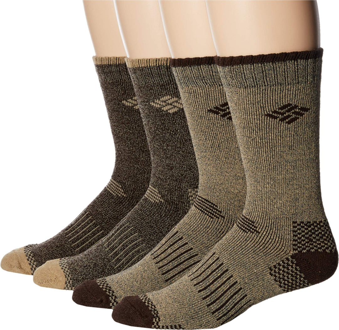 Columbia Men's 4 Pack Mositure Control Crew Socks 37.5-46 EU Khaki/Braun, 37.5-46 EU Khaki/Braun