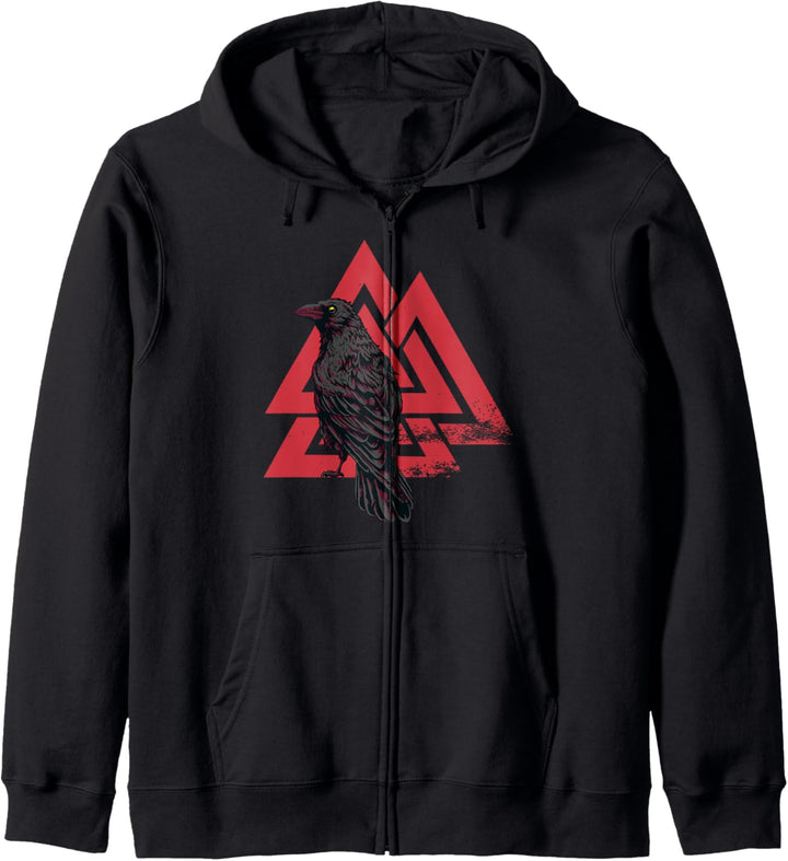 Retro Symbol der Germanische Mythology Valknut - Wikinger Kapuzenjacke