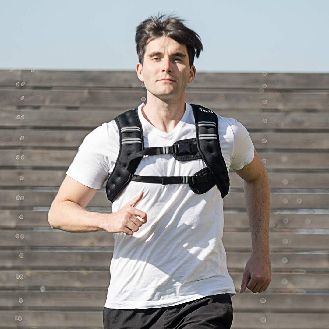 COSTWAY Gewichtsweste, Trainingsweste mit Reflexstreifen und Verstell-Riemen, Fitnessweste für Kraft