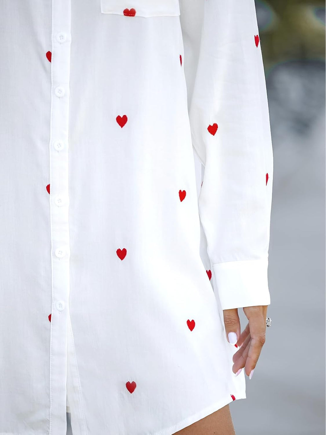CUPSHE Langarm-Hemdkleid für Damen, durchsichtiges Blusentop mit Knöpfen, weisser Streifen XS White