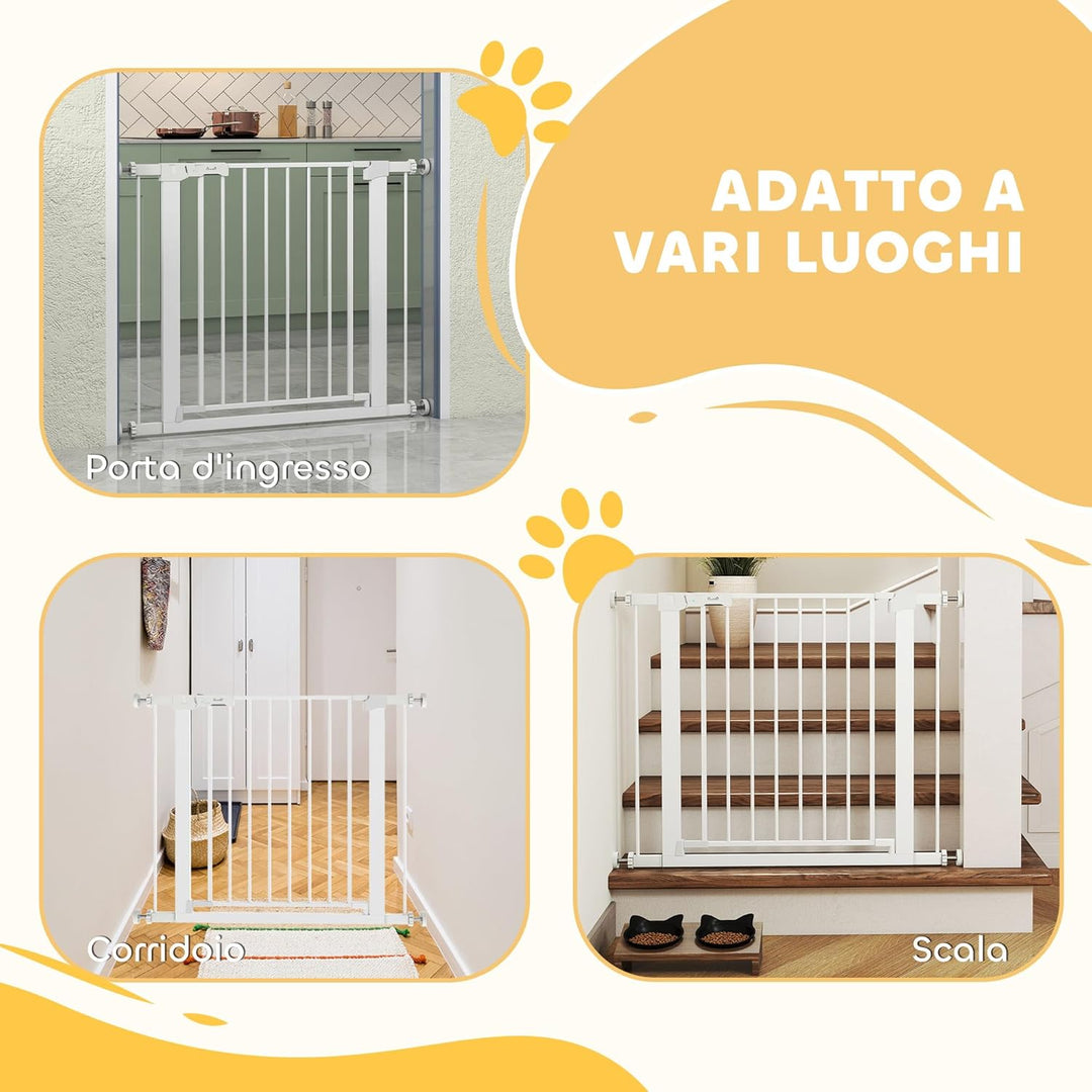 PawHut Türschutzgitter, Treppengitter, Hundegitter ohne Bohren, 75-96 cm Verstellbares Absperrgitter