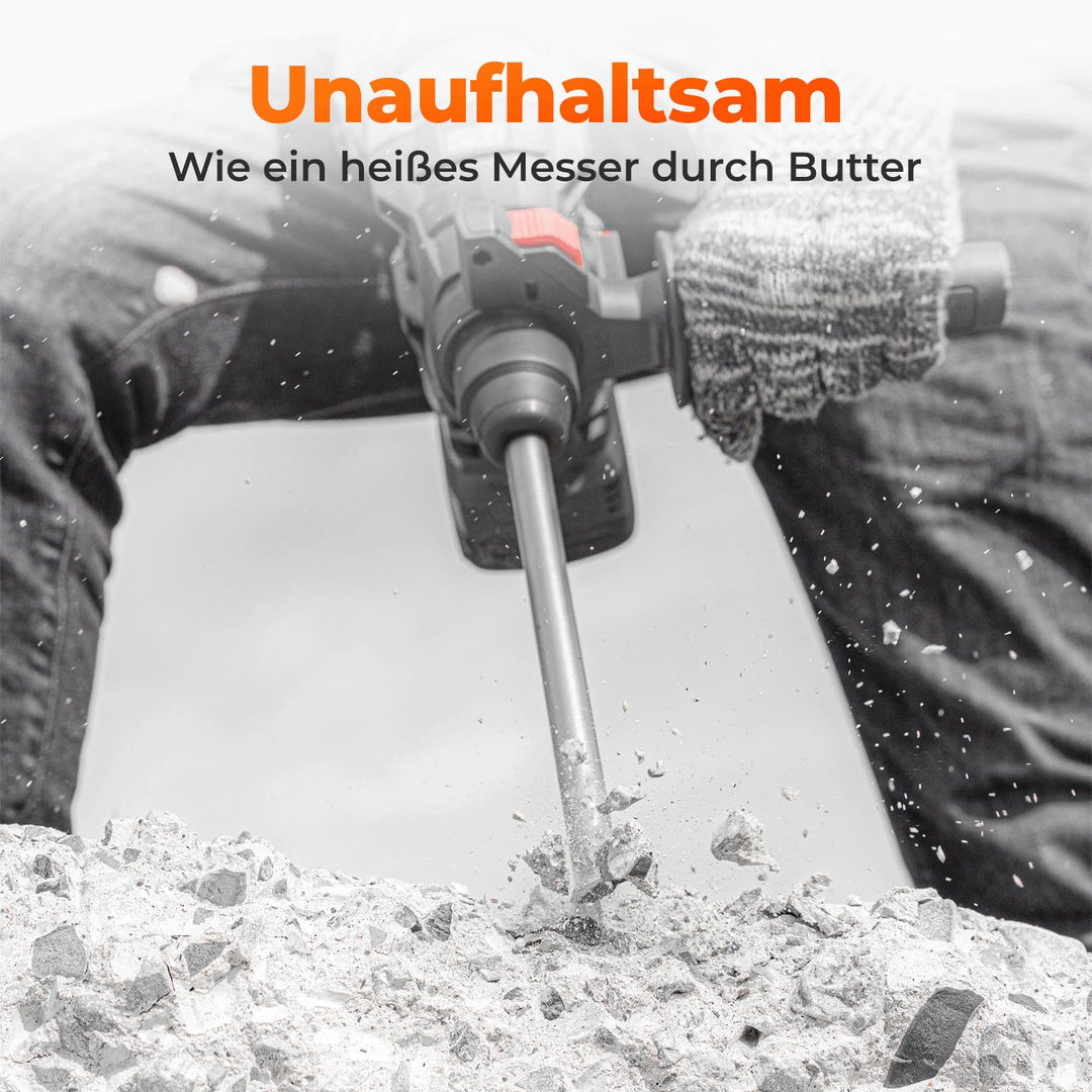 BAUBECK Meissel Set für Beton & Mauerwerk - SDS Max - LONG LIFE [4tlg] - 280mm lang, angewinkelt und