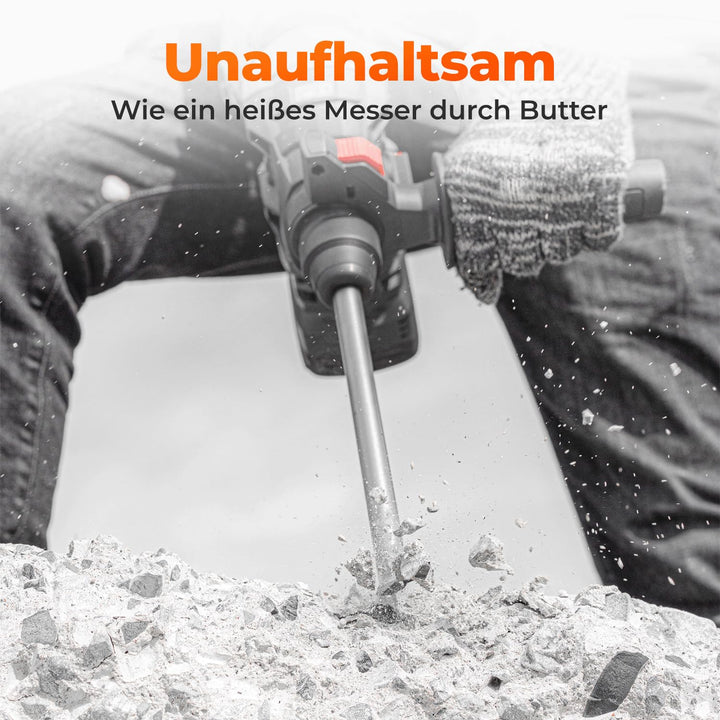 BAUBECK Meissel Set für Beton & Mauerwerk - SDS Max - LONG LIFE [4tlg] - 280mm lang, angewinkelt und