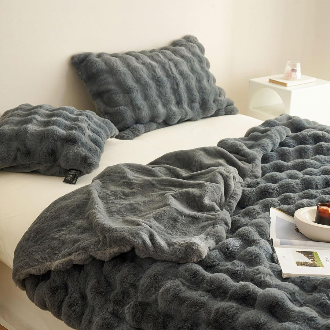 Kuscheldecke Kaninchen Plüsch Decke Kunstfell Warme Überwurfdecke Sofadecke Vielseitig Blanket für C