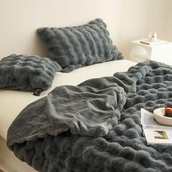 Kuscheldecke Kaninchen Plüsch Decke Kunstfell Warme Überwurfdecke Sofadecke Vielseitig Blanket für C