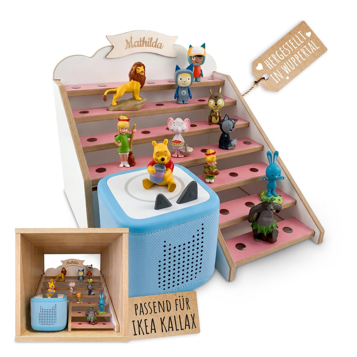 Tonie Regal für IKEA KALLAX mit Toniebox-Platz – magnetisches Tonieregal für ca. 50 Toniefiguren Fla