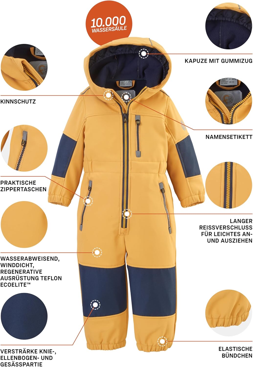 first instinct by killtec Jungen Fiow 35 Mns Onpc Softshell Overall mit Kapuze 86-92 dark sun, 86-92