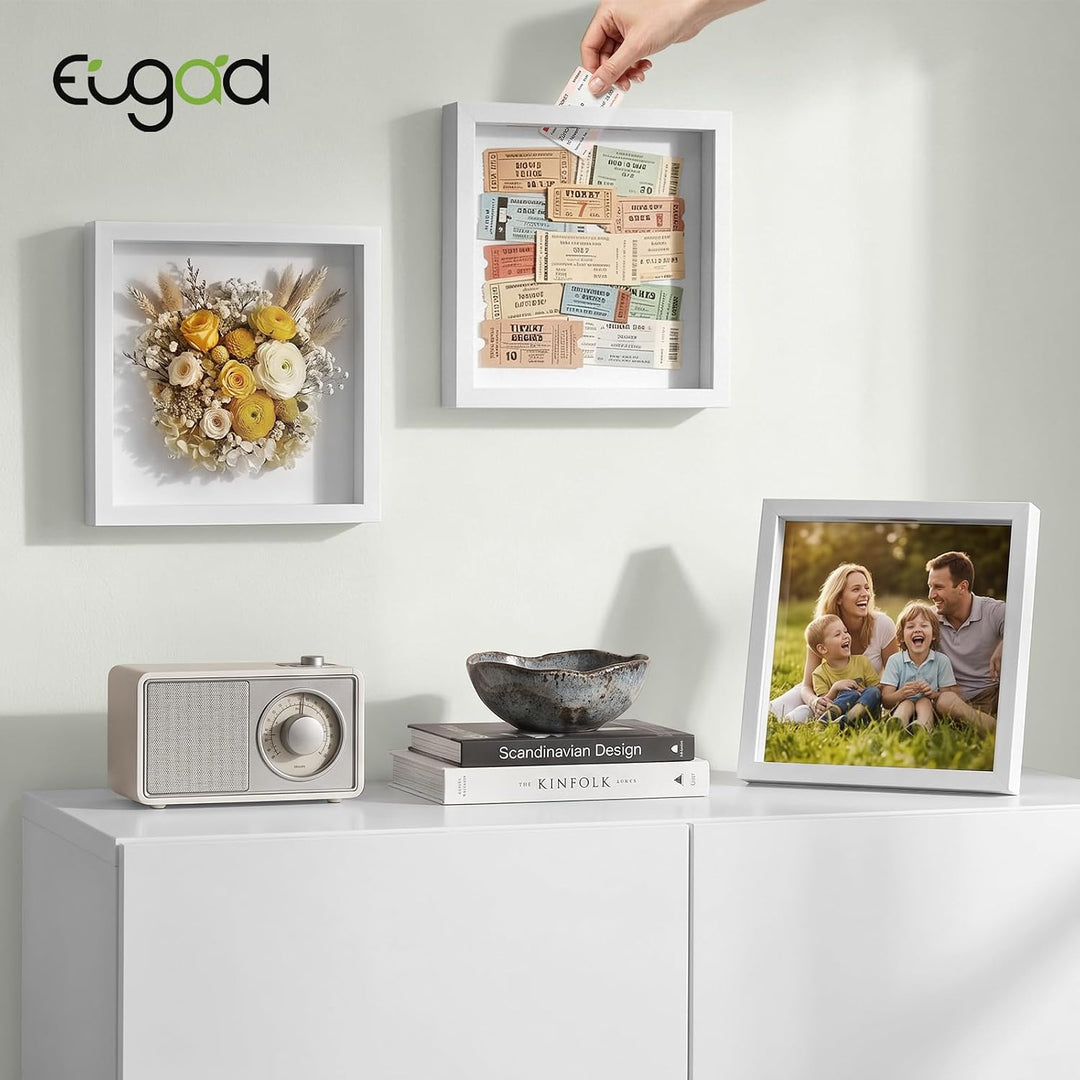 EUGAD 3D Bilderrahmen zum Befüllen, 2er Objektrahmen Spardose, Bilderrahmen 33x33 cm, tiefer Rahmen