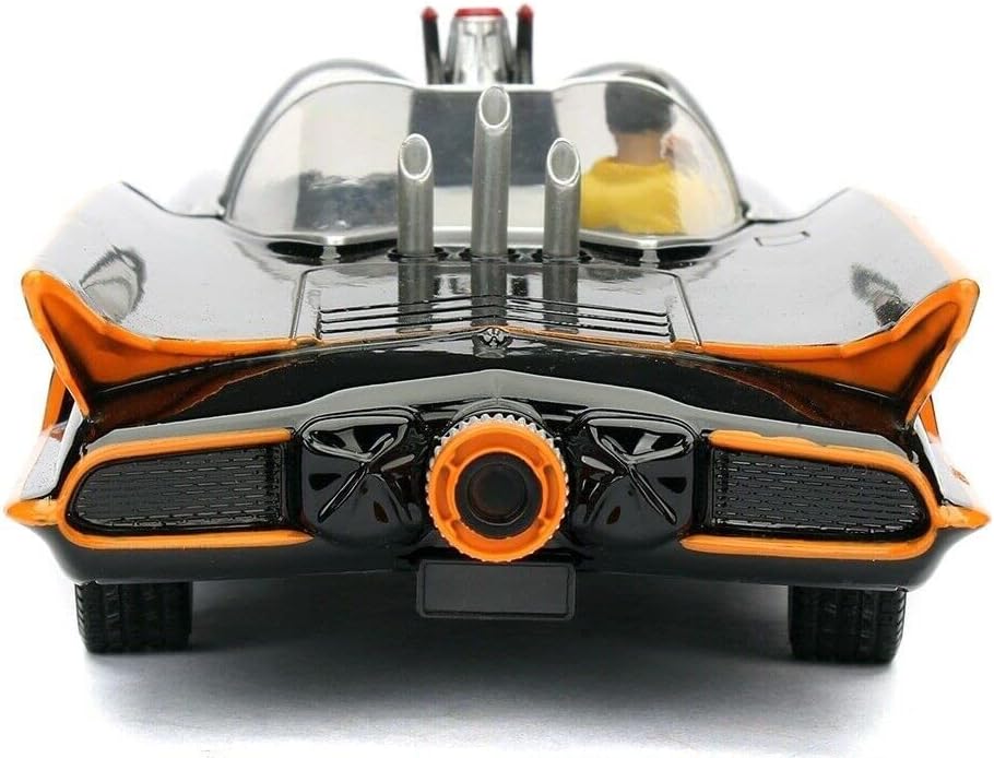 Jada Toys – 98259bk – Batmobil – 1966 Version – mit Figuren – Massstab 1/24 – Schwarz/Rot