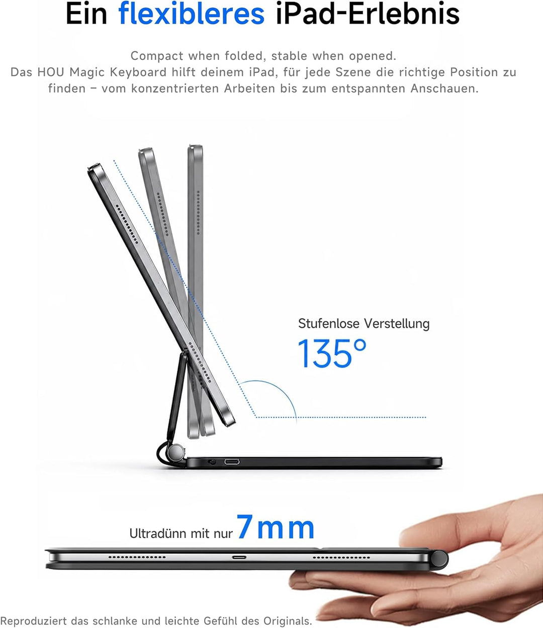 HOU Magic Keyboard iPad Pro 11 (M5/M4) 2025,Nur für 2025-2024 iPad Pro 11 Zoll Hülle mit Tastatur, M